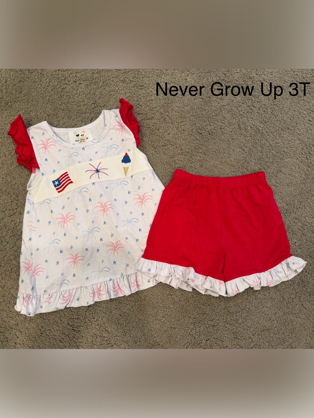 Patriotic Smocked Shorts Set